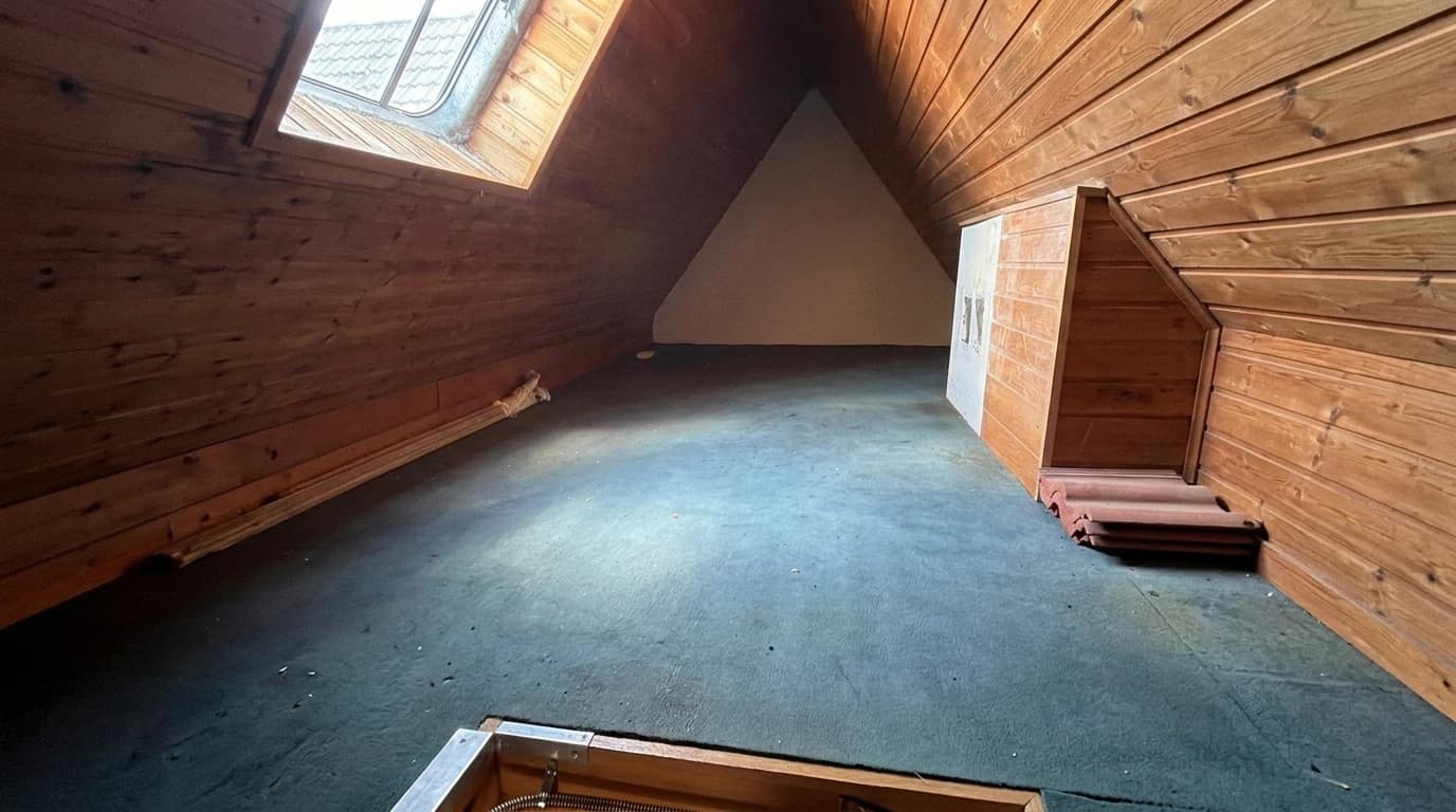 Vorher: unaufgeräumter Dachboden vor der Auflösung